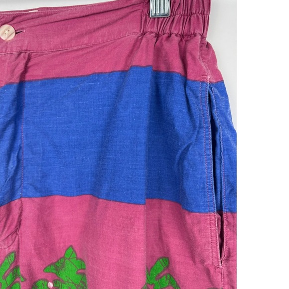 VTG Chaps Ralph Lauren Men's Tropical Palm Tree Stripe Swim Trunks Shorts Size M - Picture 2 of 11